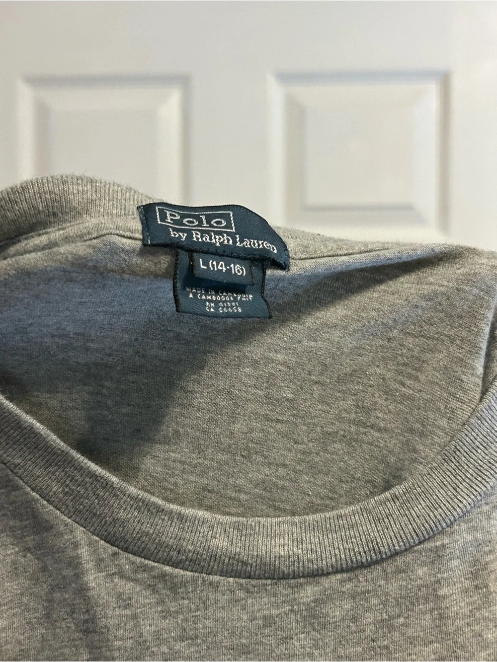 Ralph Lauren Grey Long-Sleeve Crew with Red RL 67 Logo